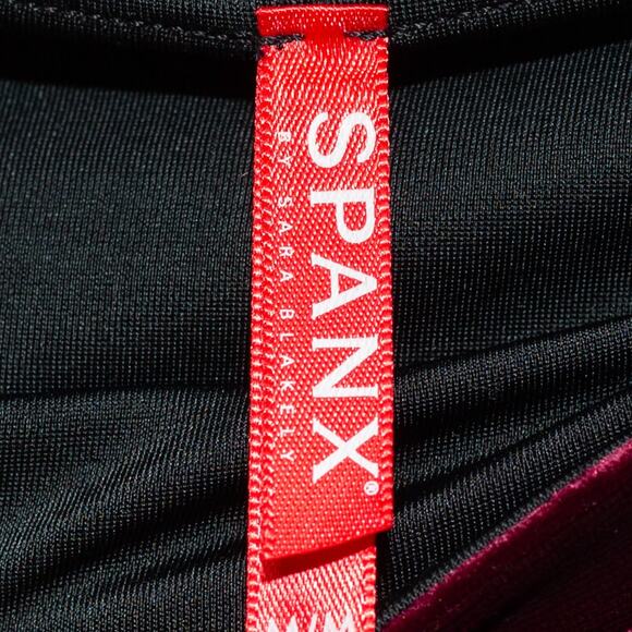 SPANX Velvet Leggings Slimming Tummy Control Velour Merlot Wine Sz M - Picture 10 of 12